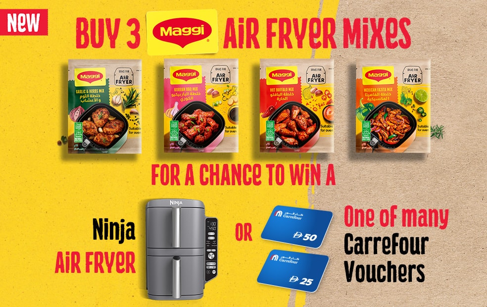 Win a Ninja Air Fryer or one of the 1300 Carrefour Voucher with Maggy Air Fryer Mixes!