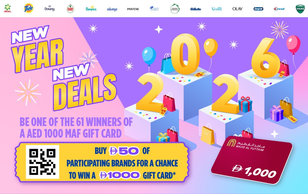 Win one of the 61 AED 1000 Gift Card with P&G!