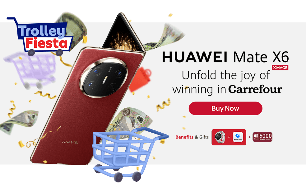 Win a trolley worth AED 1000 and AED 10000 with Huawei Mate X6