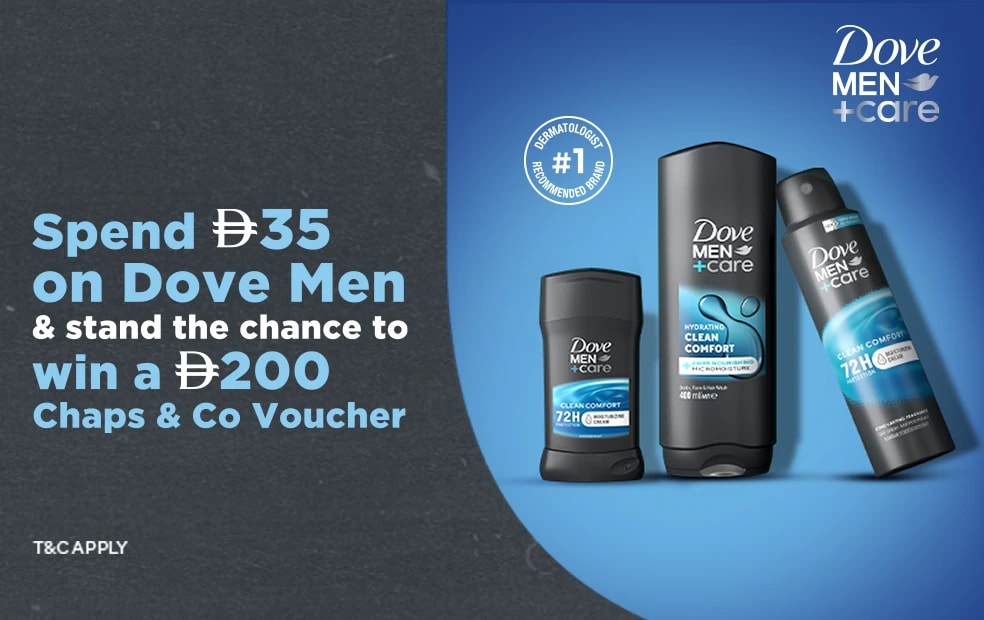 Win one Chaps & Co Voucher of AED 200 with Dove Men Care!
